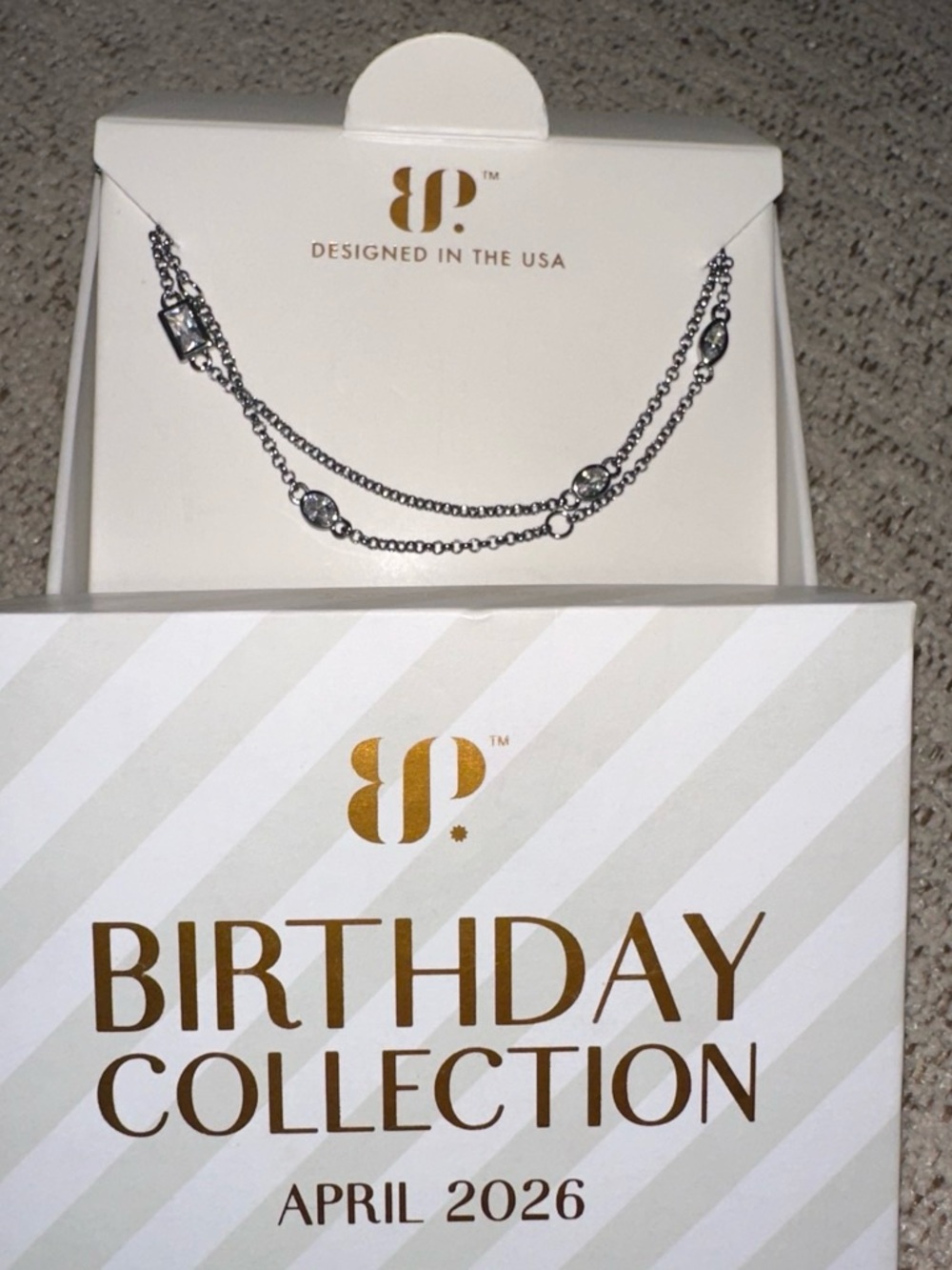 bp Silver Layered Crystal Accent Necklace